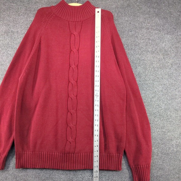 Phys. Sci. Men's Cable Knit Pullover Sweater Red XL Mock Neck Cotton - Picture 9 of 11